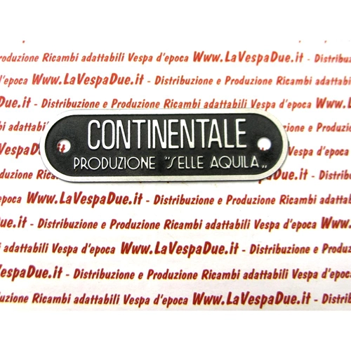 Plaque « PRODUCTION CONTINENTALE DE SELLES AQUILA » pour housse de selle VESPA 98