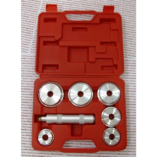 Attrezzo montaggio guida cuscinetti e paraoli per VESPA APE LAMBRETTA 50 80 90 125 150 160 180 200 set con 6 boccole in alluminio da mm 40 45 50 60 63 65
