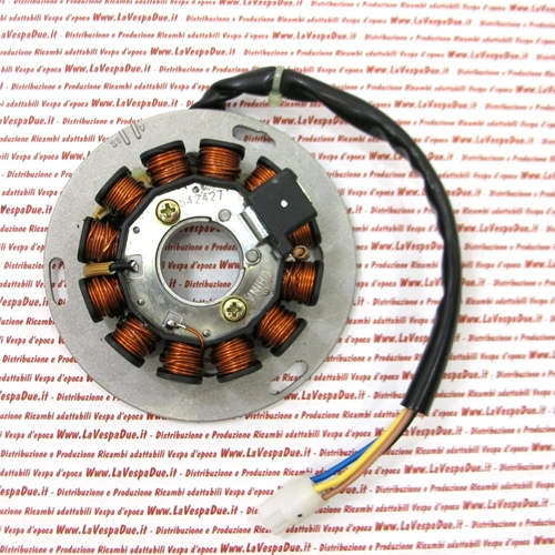 Originaler, kompletter Generatorstator für Vespa PX 125, 150, 200 Millennium (Baujahre 2011–2013), 12 Spulen, 4-poliger Stecker