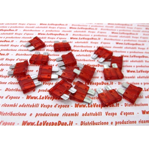 Fusible à lame standard 10 ampères rouge pour Vespa Ape, Lambretta et Fiat (1 pièce)