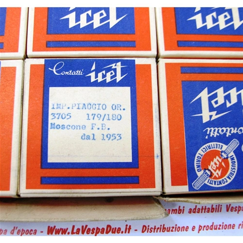 Contacts de disjoncteur ICET d'origine, ancien stock, pour moteur VESPA PIAGGIO MOSCONE FB de 1953 ro 3705 179/180