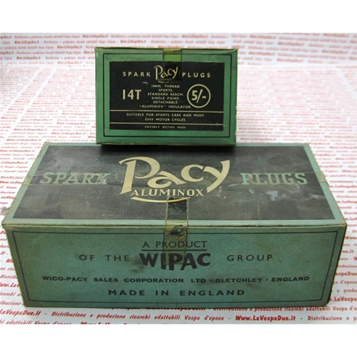 Bougies d'allumage amovibles PACY ALUMINOX SPARK PLUGS 14T équivalentes à NGK B6HS pour VESPA APE 98 125 150 de 1946 à 1952 - ancien stock