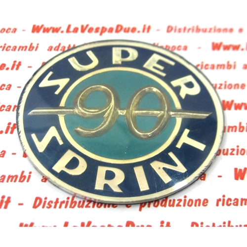 Autocollant rond en résine pour protection latérale, fixé sur une base en aluminium, destiné à un modèle avec emplacement pour protection latérale de la VESPA 90 SS SUPER SPRINT.
