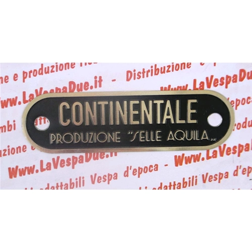 "CONTINENTAL PRODUCTION OF AQUILA SADDLES" plate for VESPA 98 seat cover