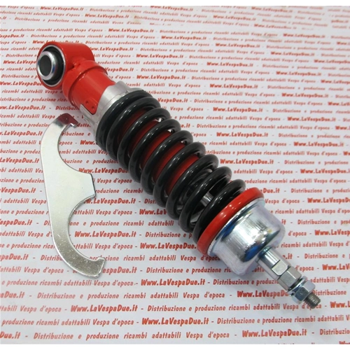 Amortiguador delantero rojo con muelle negro reforzado y ajustable de CARBONE para VESPA 50 90 125 ET3 PK NLR SPECIAL PRIMAVERA