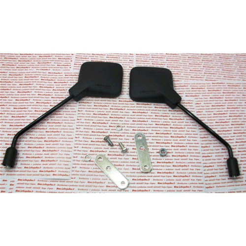 Pair of approved black rearview mirrors complete with brackets for VESPA 50 80 90 125 150 160 180 200