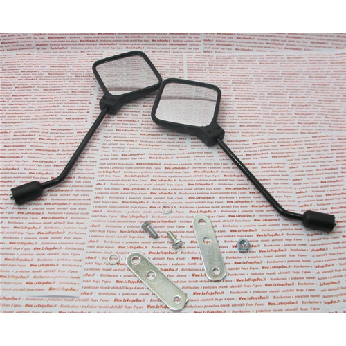 Pair of approved black rearview mirrors complete with brackets for VESPA 50 80 90 125 150 160 180 200