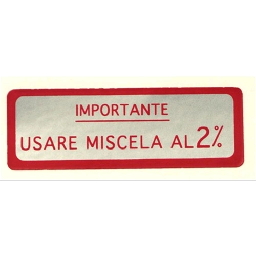 2% Rote Mischung Aufkleber für VESPA 125 VNB 150 VBA GL - 58 x 20 mm.