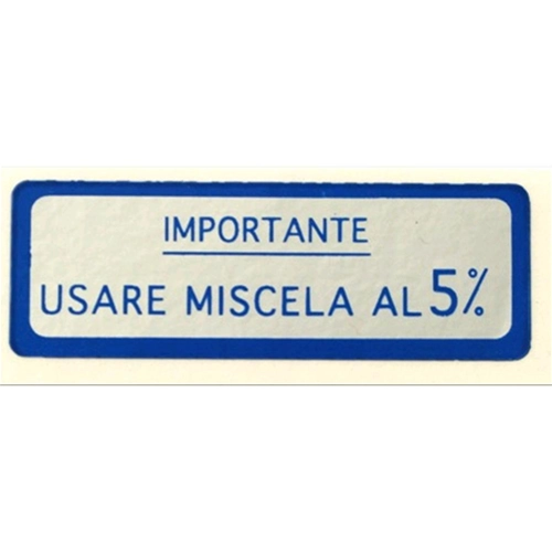 5% Blauer Mischungsaufkleber für VESPA 125 V30>33T VM U VN VL GS - 58 x 20 mm.