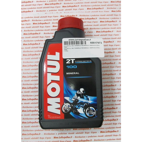 Aceite mineral mixto MOTUL 100 2T para mezclas de scooters VESPA de 2 tiempos
