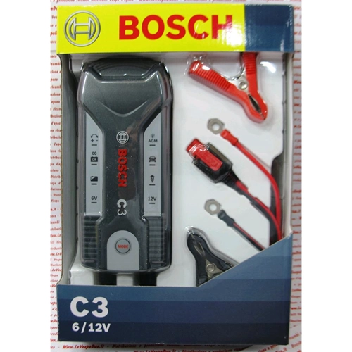 Cargador de baterías BOSCH C3 de 6V/12V para coches, motocicletas, barcos y autocaravanas VESPA.