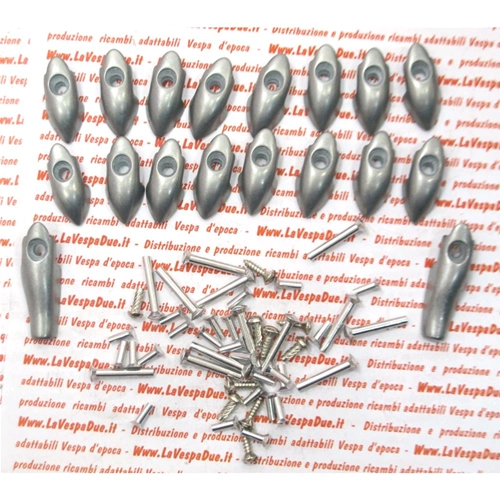 Zamak tip kit complete with screws and rivets for footrest strips VESPA 160 GS VBA1T from 1962, excellent quality Italian product