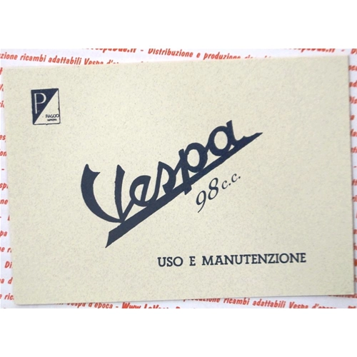 Gebrauchs- und Wartungshandbuch für VESPA 98 V98T zweite Serie 1946