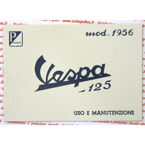Manuel d'utilisation et d'entretien de la VESPA 125 VN2T de 1956