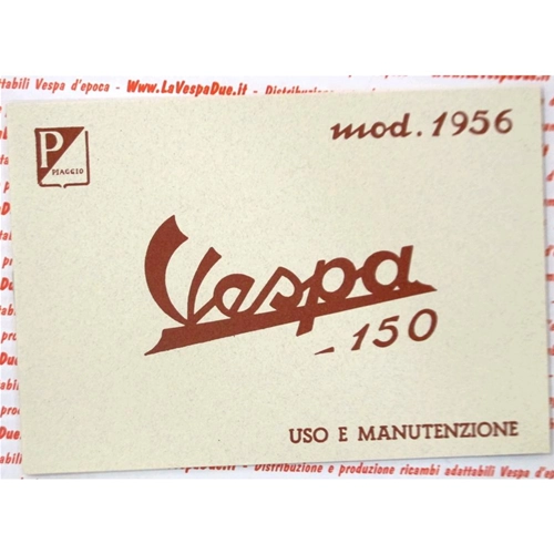 Manual de uso y mantenimiento para VESPA 150 VL2T VL3T Struzzo de 1956