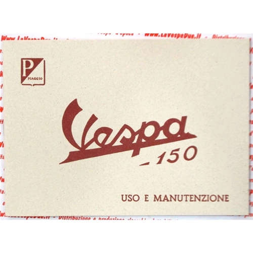 Manuel du propriétaire pour la Vespa 150 VB1T GS dei poveri (1957).