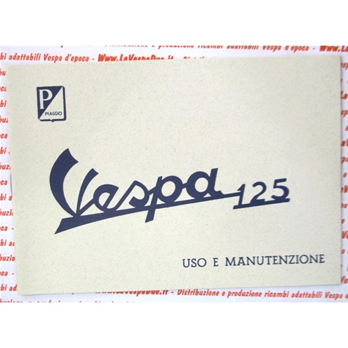 Manual de uso y mantenimiento para VESPA 125 VNB1T VNB2T de 1960 a 1961.