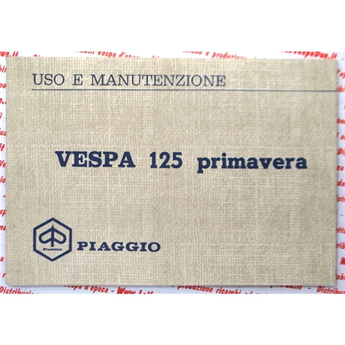 User and maintenance manual for VESPA 125 PRIMAVERA VMA2T 1968