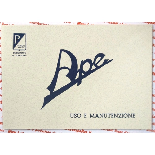 Owner's manual and maintenance booklet for APE A1T A11T A15T from 1949