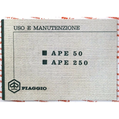 Manuel du propriétaire et carnet d'entretien pour APE 50 250 de 1969