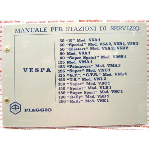 Werkstatthandbuch für verschiedene VESPA-Modelle: 50, 80, 90, 125, 150, 180, 200 R, Special, 90 SS, Primavera, Super GT, GTR, TS, Sprint, SS Rally