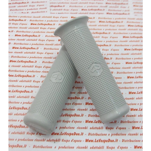 Paar graue, gepunktete Sechskantgriffe 24 mm für VESPA 50 90 125 150 200 RALLY PRIMAVERA ET3 GT GTR SUPER SPRINT VELOCE (italienisches Produkt)