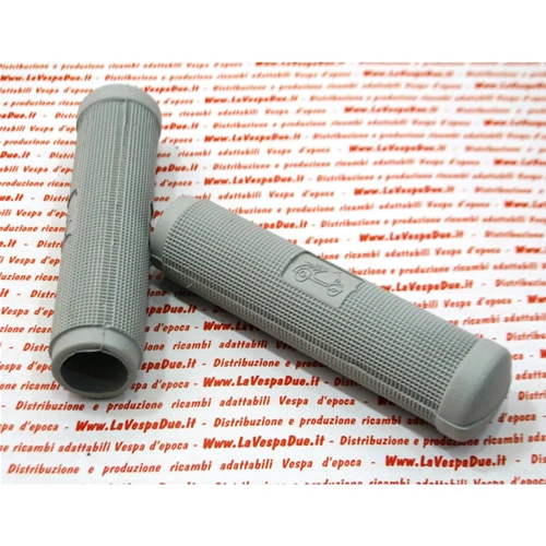 Pair of grey grips dotted with stylised VESPA for VESPA 125 V1T V15T V30T A V33T VM1T VM2T VN1T VN2T VU1T U APE 125 A 150 B AB Italian product ro 012153