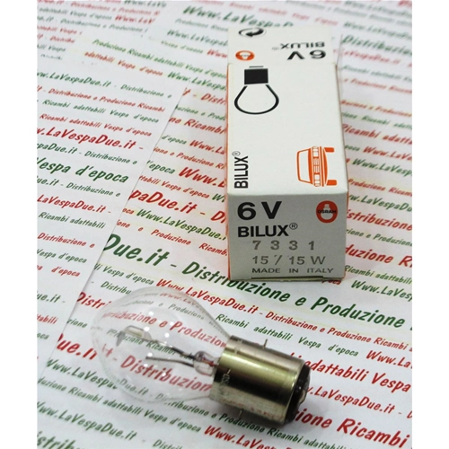 OSRAM BA20D 6 Volt 15/15 Watt symmetrische Doppel-Glühbirne S2 6V 15/15W BA20d für VESPA APE LAMBRETTA Frontscheinwerfer, Lagerbestand