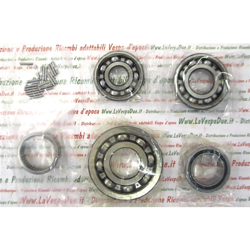 Kit complet de 6 roulements pour la révision moteur de Vespa 200 Rally 2e génération VSE1T à partir du châssis 33997 / P200E PX200E PX200 E 1re série