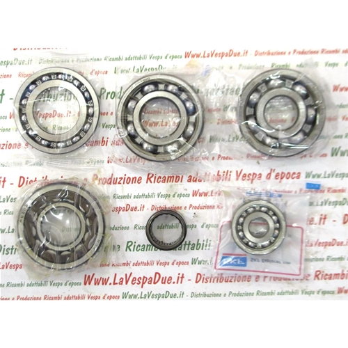 KIT COMPLETO DE 6 RODAMIENTOS PARA REVISIÓN DEL MOTOR DE VESPA 50 NLR 1ª / 125 ET3 / 90 R / SS / PK 80 S / PK 125 S 1ª