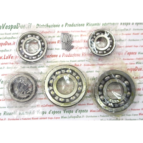 Kit complet de 6 roulements pour la révision moteur des Vespa 125 Super VNC deuxième série, du châssis 011000 au 24899