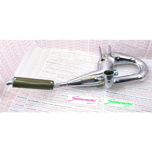 Silenciador cromado SIMONINI con silenciador de carbono para VESPA RALLY PE PX 200