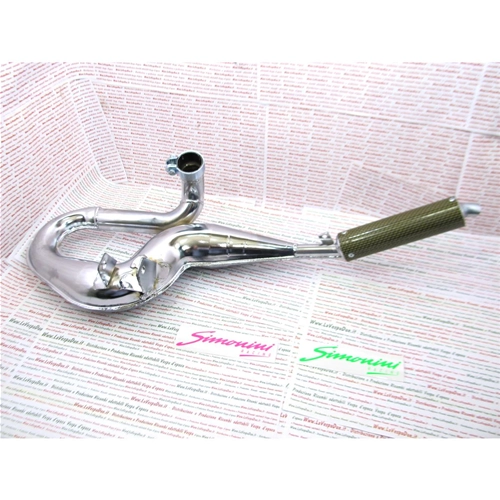 Silenciador cromado SIMONINI con silenciador de carbono para VESPA RALLY PE PX 200