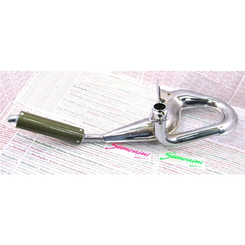 SIMONINI verchromter Schlangen-Auspuff mit Carbon-Schalldämpfer für VESPA PX 125 T5