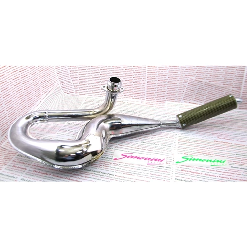 SIMONINI verchromter Schlangen-Auspuff mit Carbon-Schalldämpfer für VESPA PX 125 T5