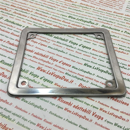 Marco de matrícula de acero inoxidable Soporte de matrícula de chapa metálica VESPA 50 LRN PK HP XL SPECIAL APE 50 PK S AUTOMATICA PIAGGIO CIAO BRAVO SI BOXER ciclomotor scooter Placas de matrícula de 6 dígitos Dimensiones del minicoche 150 x 130