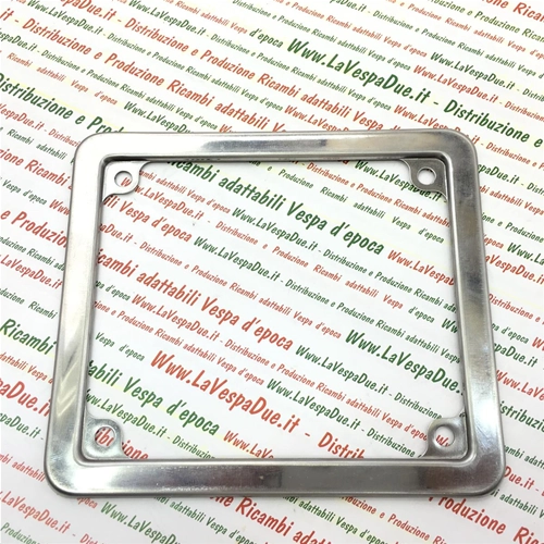 Marco de matrícula de acero inoxidable Soporte de matrícula de chapa metálica VESPA 50 LRN PK HP XL SPECIAL APE 50 PK S AUTOMATICA PIAGGIO CIAO BRAVO SI BOXER ciclomotor scooter Placas de matrícula de 6 dígitos Dimensiones del minicoche 150 x 130