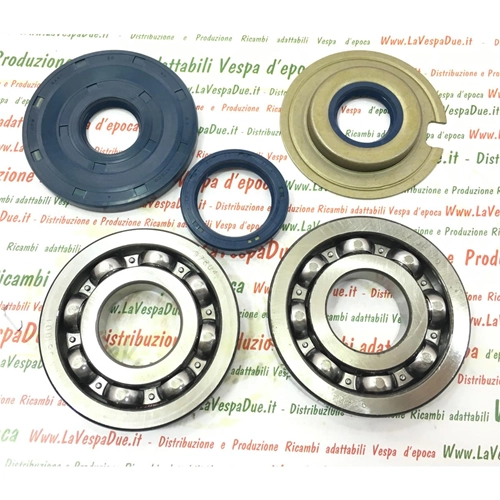 Kit de roulements et joints d'huile pour la révision du vilebrequin des Vespa 125 VNA2 2e / VNB / GT 1re / GTR 1re / 150 cc VBA 2e / VBB / VGLA / B / GL / Sprint 1re / Sprint V 1re