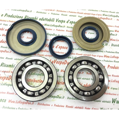Kit de roulements et joints d'huile pour la révision du vilebrequin des Vespa 125 VNA2 2e / VNB / GT 1re / GTR 1re / 150 cc VBA 2e / VBB / VGLA / B / GL / Sprint 1re / Sprint V 1re
