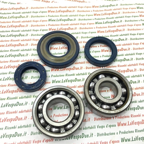 LAGER- und ÖLDICHTUNGSSATZ für die Kurbelwellenüberholung für VESPA 50 N / L / R SPECIAL - 125 ET3 - PK 50 S / SS / XL / XL2 / HP / FL2 / N / RUSH - für Kurbelwelle mit 20 mm Kegel.
