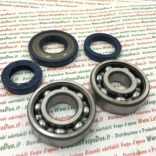 LAGER- und ÖLDICHTUNGSSATZ für die Kurbelwellenüberholung für VESPA 50 N / L / R SPECIAL - 125 ET3 - PK 50 S / SS / XL / XL2 / HP / FL2 / N / RUSH - für Kurbelwelle mit 20 mm Kegel.