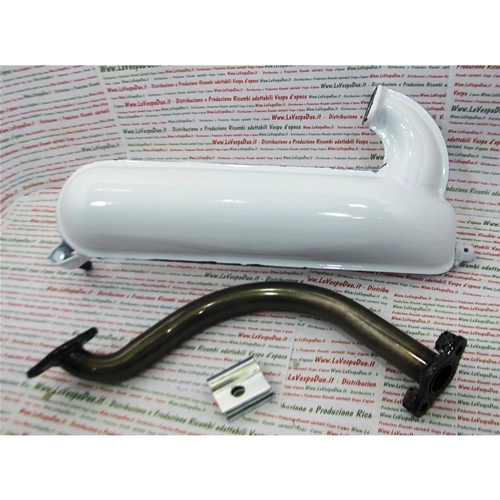 WHITE ENAMELED TORPEDO MUFFLER FOR VESPA 50 NLRE 50 SPECIAL