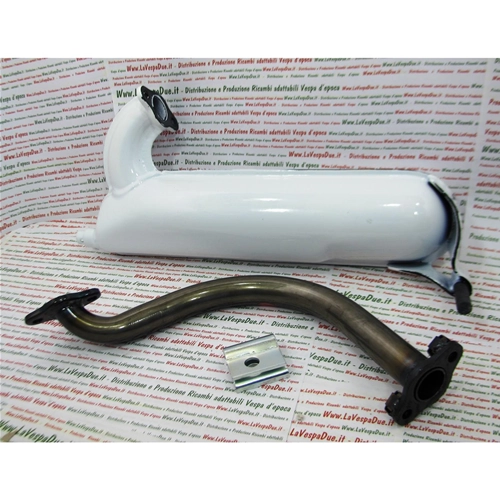 WHITE ENAMELED TORPEDO MUFFLER FOR VESPA 50 NLRE 50 SPECIAL