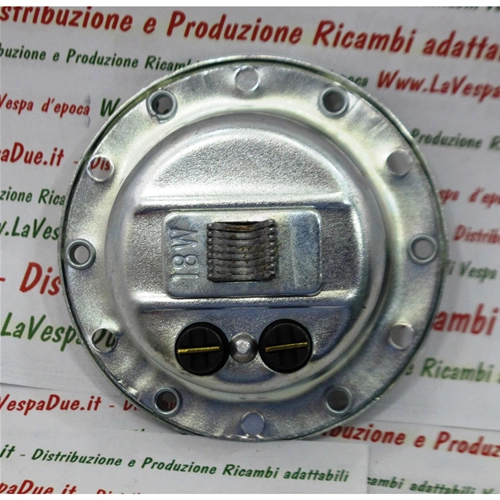 Clacson corrente alternata 6 volt 15/18 watt diametro mm 72 per ciclomotori PIAGGIO CIAO NI EI VI INNOCENTI LAMBRETTA D LD dal 1957 MOTOM MINARELLI MORINI MOSQUITO AQUILOTTO VELOSOLEX LEGNANO veicoli senza frecce