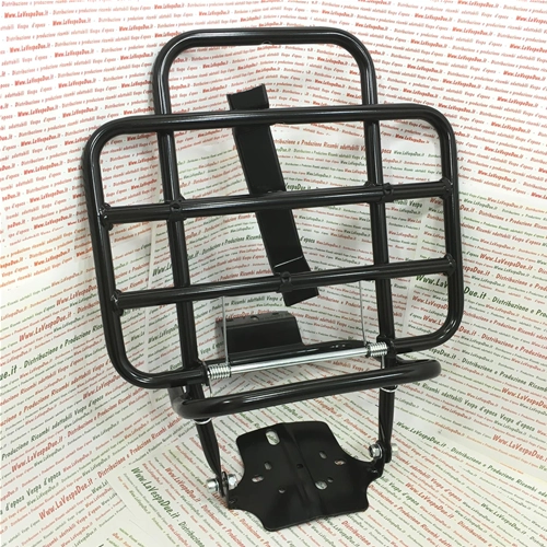 Schwarzer Gepäckträger hinten mit Radhalter für Vespa 50 NLR Special Elestart 125 New Primavera ET3