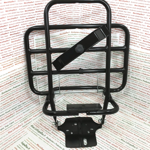 Schwarzer Gepäckträger hinten mit Radhalter für Vespa 50 NLR Special Elestart 125 New Primavera ET3