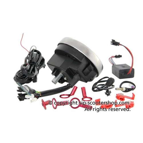 SIP 50000220 2.0 Tachometer/Drehzahlmesser für VESPA 80 125 150 200 PX E arcobaleno LUSSO 98 MY, auch anpassbar für GTV GT60, schwarzes Zifferblatt, weiße Ziffern, Edelstahlgehäuse, 24 Funktionen, digital/analog
