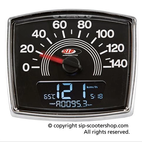 Compteur de vitesse SIP 50000320 2.0 pour VESPA 50 SPECIAL ELESTART ET3, cadran noir, chiffres blancs, 20 fonctions, affichage numérique/analogique