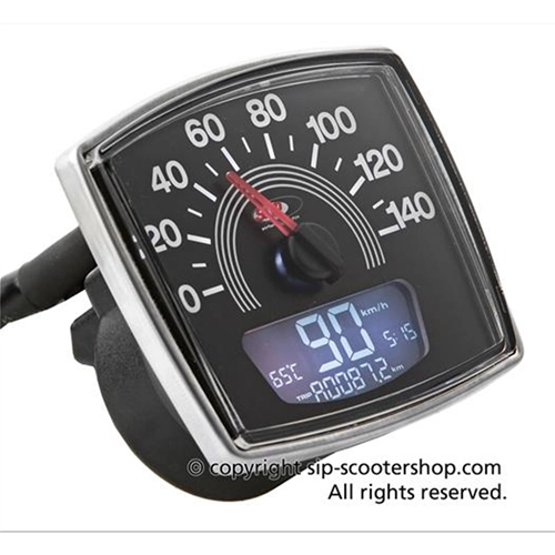Compteur de vitesse SIP 50000320 2.0 pour VESPA 50 SPECIAL ELESTART ET3, cadran noir, chiffres blancs, 20 fonctions, affichage numérique/analogique