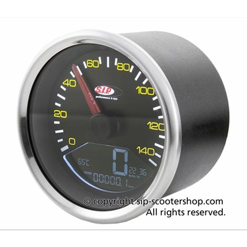 SIP 50000420 2.0 speedometer speedometer for VESPA 80 125 150 200 PX PE P150 SP 200 E black dial yellow numbers stainless steel frame 20 functions digital analog